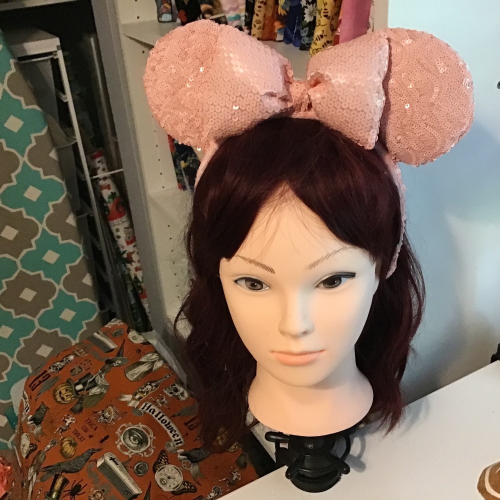 Disney Minnie Mouse sequined Ear Headband Millennial Pink OS